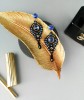 Auskarai - Flamenco - Sapphire - Black - Gold