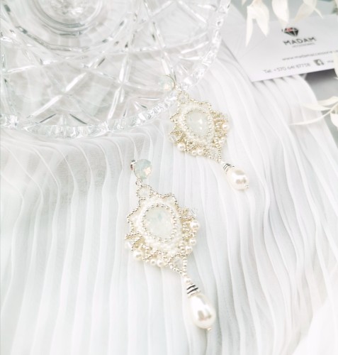 Auskarai - MAGNUS - Ivory - White opal - Wedding 