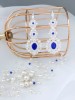 Auskarai - Nėriniai - White - Majestic blue crystals - Long - Wedding 