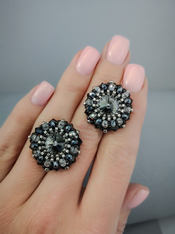 Auskarai prie ausies - DIANA - Silver Night - Black 