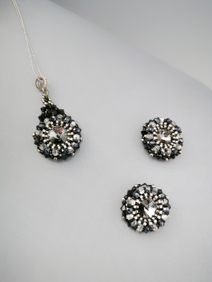 Auskarai prie ausies - DIANA - Silver Night - Black 