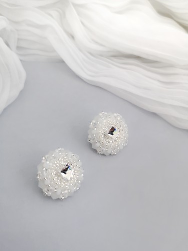 Auskarai prie ausies - DIANA - White - Crystal - Wedding 