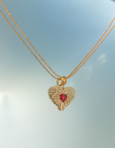 Pakabukas su grandinėle - Auksinė širdis - Ruby - Gold 