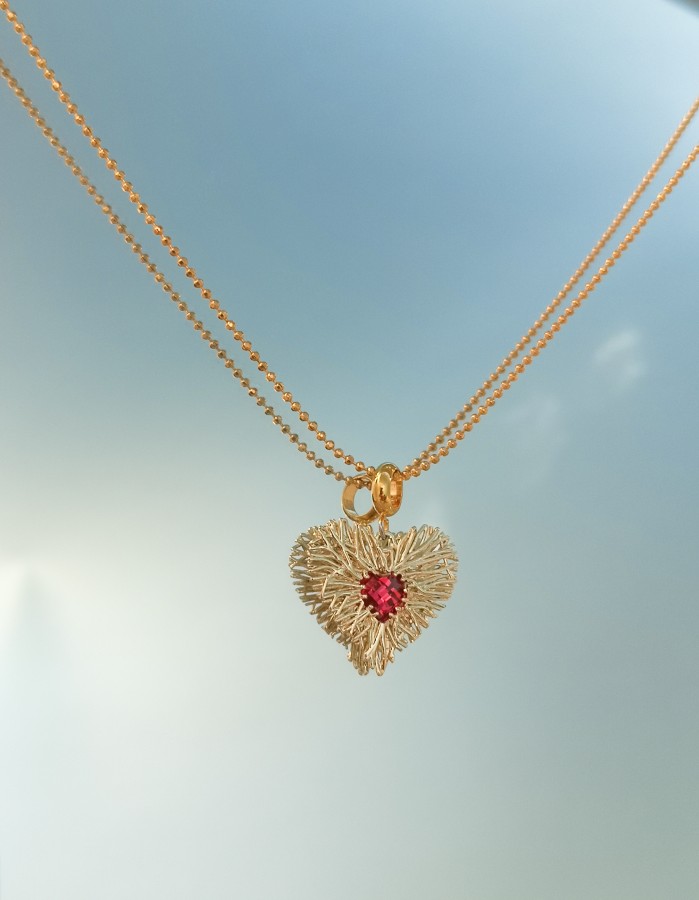 Pakabukas su grandinėle - Auksinė širdis - Ruby - Gold 