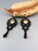 Auskarai - Flamenco - Black - Dorado gold crystals 