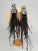 Auskarai - Fortūna - Plunksnos - Black - Silver Night crystals - Long 