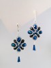 Auskarai - Klipsai - UNA - Royal blue crystals - Silver 