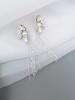 Auskarai - LIANA - Crystal - White - Silver - Long - Wedding 