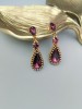 Auskarai - Ilgi lašai - Amethyst Burgundy crystals - Gold 