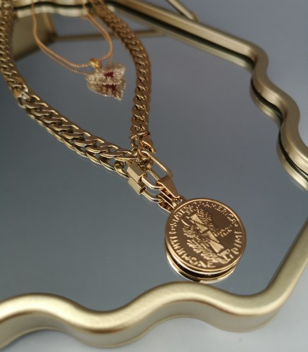 Grandinė - Stainless steel - Medalion - Gold 