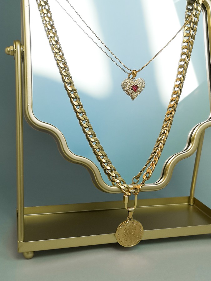 Grandinė - Stainless steel - Medalion - Gold Grandinė - Stainless steel - Medalion - Gold