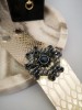 Vienetinė odinė apyrankė - GALAKTIKA - Gold - Black crystals 