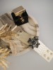 Vienetinė odinė apyrankė - GALAKTIKA - Gold - Black crystals 