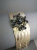 Vienetinė odinė apyrankė - GALAKTIKA - Gold - Black crystals 